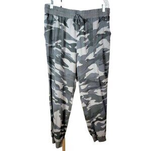 Splendid Women Jogger Pants Gray Size XL Drawstring Pockets Pull On Camo Hi Rise